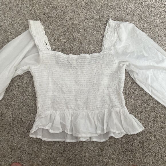 Rebellion White Boho Chic Crochet Cropped Top size Large - Picture 6 of 6